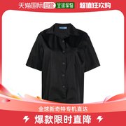 99新未使用香港直邮PRADA 女士黑色短袖系扣衬衫 240691-1WQ8