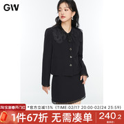 GW大码女装2022年春秋季短款休闲可拆卸领设计感小西装外套女