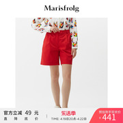 Marisfrolg/玛丝菲尔女装春季高腰裤子红色短款休闲裤