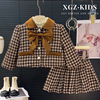 韩版女童小香风套装秋冬宝宝时尚加绒外套短裙儿童洋气时髦两件套