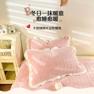 冬季珊瑚牛奶绒枕套，一对装网红款高端加厚毛绒，枕头套单个48x74cm