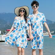 适合去三亚的情侣装泰国普吉岛旅游女裙岛服套装男海边拍照花衬衫