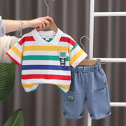 婴儿衣服夏季小童装，休闲洋气短袖套装分体，两件套一周岁男宝宝夏装