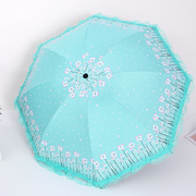 蕾丝公主太阳伞黑胶防紫外线遮阳伞折叠超轻小巧便携两用晴雨
