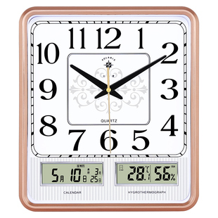 北极星方形客厅静音挂钟现代简约时尚电子钟表，创意家用日历石英钟