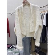 2023秋季女装韩版慵懒风，宽松显瘦纯色长袖针织，开衫毛衣设计感上衣
