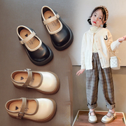 女童皮鞋2023春秋儿童，软底公主鞋子洋气，豆豆鞋小女孩时尚单鞋