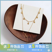 韩式简约五角星星项链，个性唯美珍珠吊坠颈链气质，多层锁骨链女1082
