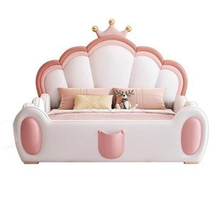 儿童床女孩公主床梦幻城堡带护栏滑梯儿童床头软包简约现代卧室