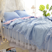 公主风床裙四件套全棉纯棉被套蕾丝床罩花边床单1.8m床上用品2024