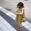 韩国女童夏装复古波点连衣裙，2024洋气儿童娃娃领宝宝背心裙子