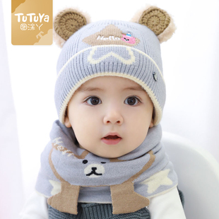 宝宝帽子冬季婴儿针织保暖毛线，帽儿童纯棉秋冬款，婴幼儿男童护耳帽