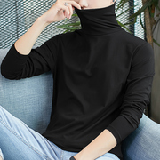 莫代尔半高领长袖t恤男秋季韩版潮流黑色，打底衫内搭中领秋衣小衫
