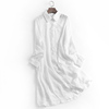 x026纯色薄款单排扣翻领显瘦长袖，防晒女夏季2023衬衫裙连衣裙