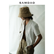 SAMDAO 2023小短款下摆抽绳系带辣妹工装感少女短袖衬衫