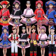 。三月三民族服装，儿童少数民族衣服女童藏族舞蹈，演出广西壮族蒙古