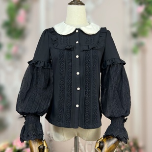 原创lolita洋装长袖甜美娃娃领衬衫复古优雅灯笼袖内搭洛丽塔上衣