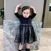 韩国进口中高端儿童舒适中袖连衣裙女童春秋，款荷叶边长裙幼童裙子