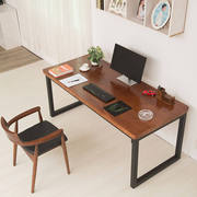 铁艺实木电脑台式桌子，家用办公松木书桌简约现代写字书法桌定