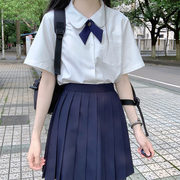 圆领学院风白衬衫女短袖夏季基础，款小个子纯色百搭jk学生制服上衣