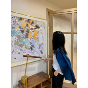 绝版丝巾画若奈壁画自由岛客厅餐厅大幅现代装饰画超大方形挂画