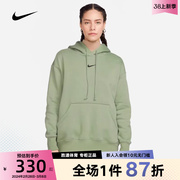 Nike耐克油绿色卫衣2023冬季女加绒保暖连帽套头衫DQ5861-386