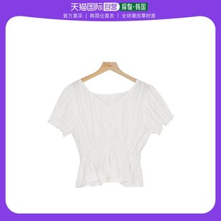 韩国直邮K-CLUB夏季 捏褶 短袖 衬衫夏季雪纺衫短袖雪纺衫女性