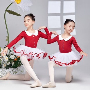 舞蹈服儿童女秋季长袖幼儿芭蕾体服开档日常少儿练功服可爱体操服