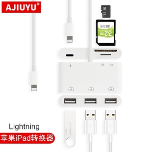 AJIUYU ipad平板扩展坞Lightning转换器适用于2018苹果ipad 9.7/10.2/air2/3/mini5/4转接头pro10.5读卡器USB