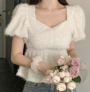 lovesome-one韩国新春女装，轻奢浪漫磨毛，小衫上衣