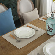 军绿色餐垫棉麻布艺纯色，现代简约盘碗隔热垫西餐桌，垫桌垫米白水蓝