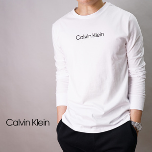 美国Calvin Klein男ck春季时尚百搭休闲全棉圆领长袖t恤