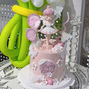 贝拉蛋糕装饰摆件小公主芭蕾舞女孩女生小仙女儿童生日插牌插件