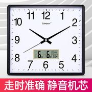 方形电子钟表挂钟客厅静音，家用简约创意时尚免打孔石英钟表挂墙上