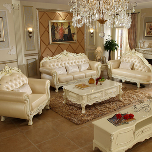 欧式真皮沙发123组合客厅整装法式大小户型头层牛皮别墅实木沙发
