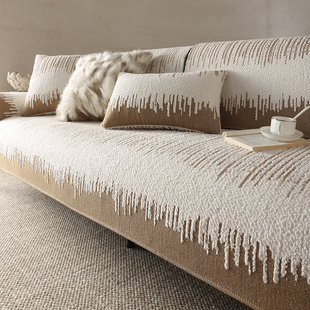 夏天沙发垫极简风高级皮沙发套罩坐垫子线条，简约四季通用法式直排