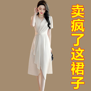 杭州桑蚕真丝连衣裙女2024夏季名牌，国际大牌精致高端奢华裙子