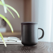 大容量陶瓷茶杯带盖过滤创意色釉，办公杯茶水分离个人，喝花茶茶杯