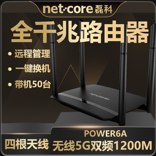 磊科POWER6A无线路由器5G双频wifi家用穿墙1200M千兆P6A高速大功率光纤宽带有线无限企业漏油器别墅4天线