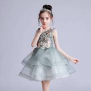 女童公主裙夏季蓬蓬纱小女孩短裙超洋气儿童连衣裙钢琴演出表演。