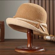 羊毛呢帽子女秋冬季保暖渔夫帽韩版优雅卷边盆帽英伦复古礼帽