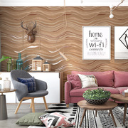 咖色现代简约抽象波浪条纹墙纸，卧室客厅电视，背景墙壁纸高档鹿皮绒