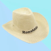 夏季西部牛仔凉帽钓鱼帽子，男女大檐海边沙滩防晒遮阳草帽定制logo