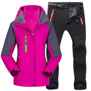 户外冲锋衣裤男女套装，两件套可拆卸登山服防风水外套冬季