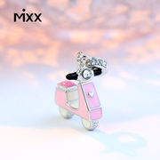 mixx饰品925银2021可爱卡通粉色小摩托车吊坠项链送女友礼物