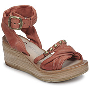 AS98女鞋厚底坡跟露趾鞋子红色皮凉鞋夏季2024年意大利品牌