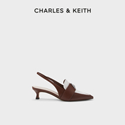 CHARLES&KEITH春夏女鞋CK1-61720153尖头拼色复古猫跟凉鞋女