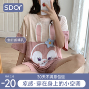 月子服夏季薄款产后产妇短袖哺乳睡衣夏装，两件套怀孕期孕妇家居服