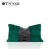 欧式现代简约轻奢绿色，兔毛拼皮腰枕靠垫，抱枕纯色皮草样板房方枕套