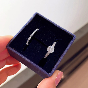 奥地利水晶戒指女套装，双戒叠戴气质，钻戒双层时尚指环